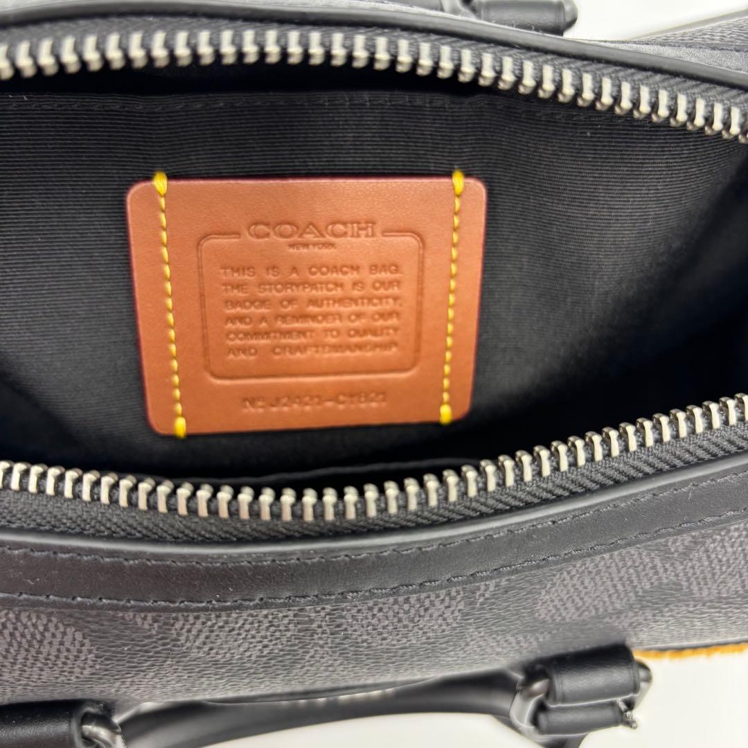 COACH コーチ 2WAY ボストンバッグ 黒 PVC レザー ショルダー付