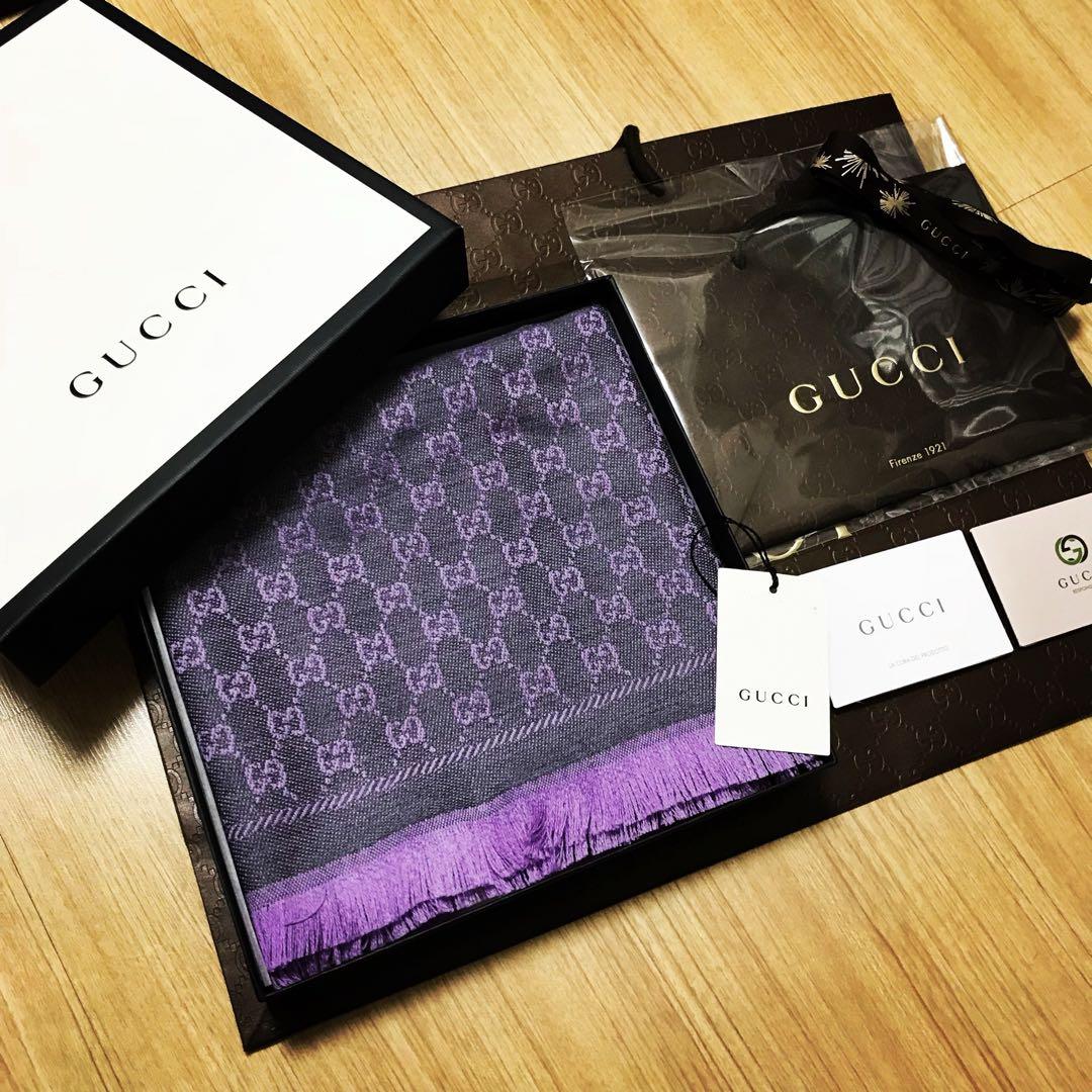 大判美品✨GUCCIマフラー❗️箱紙袋セット❗️グッチマフラー　レディース