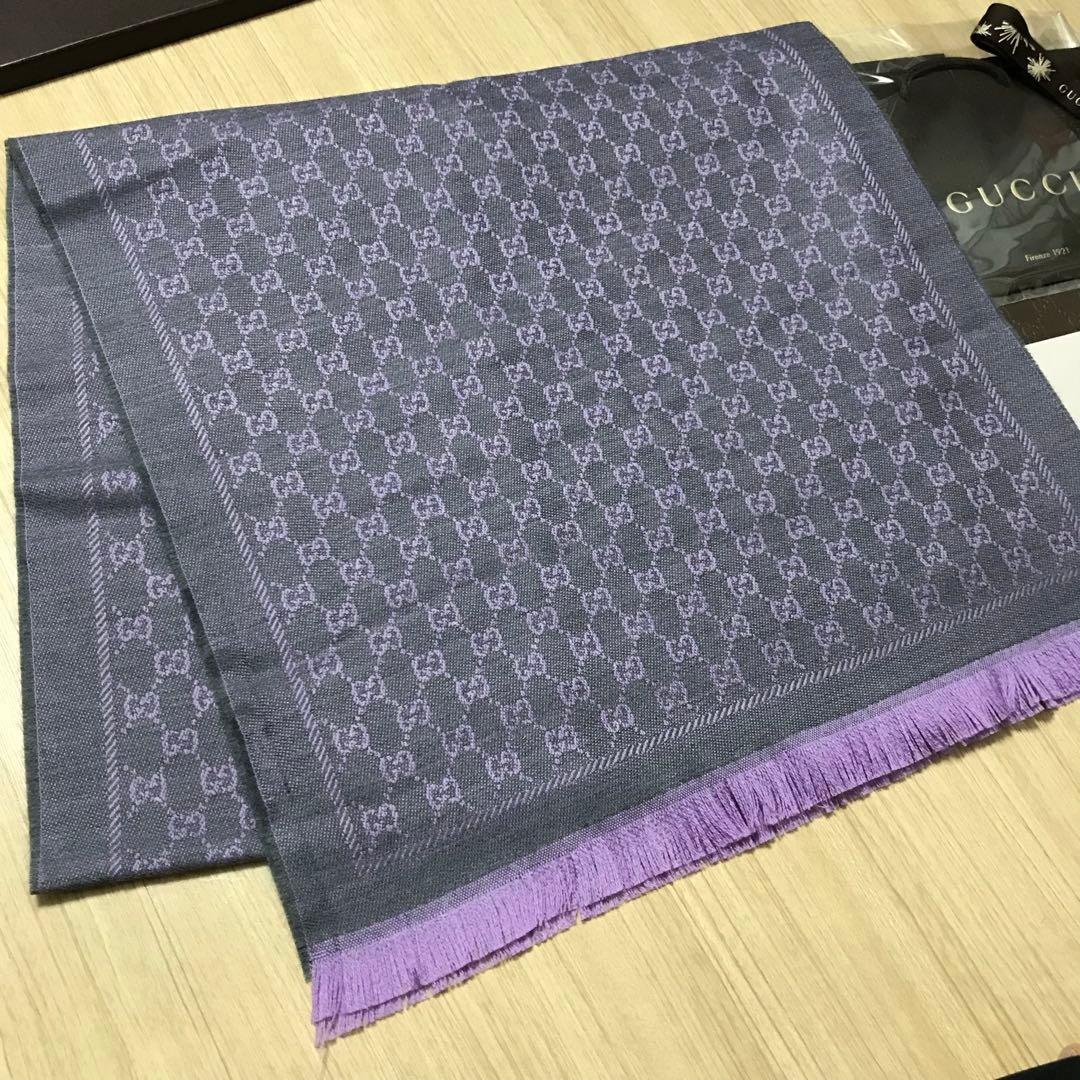 大判美品✨GUCCIマフラー❗️箱紙袋セット❗️グッチマフラー　レディース