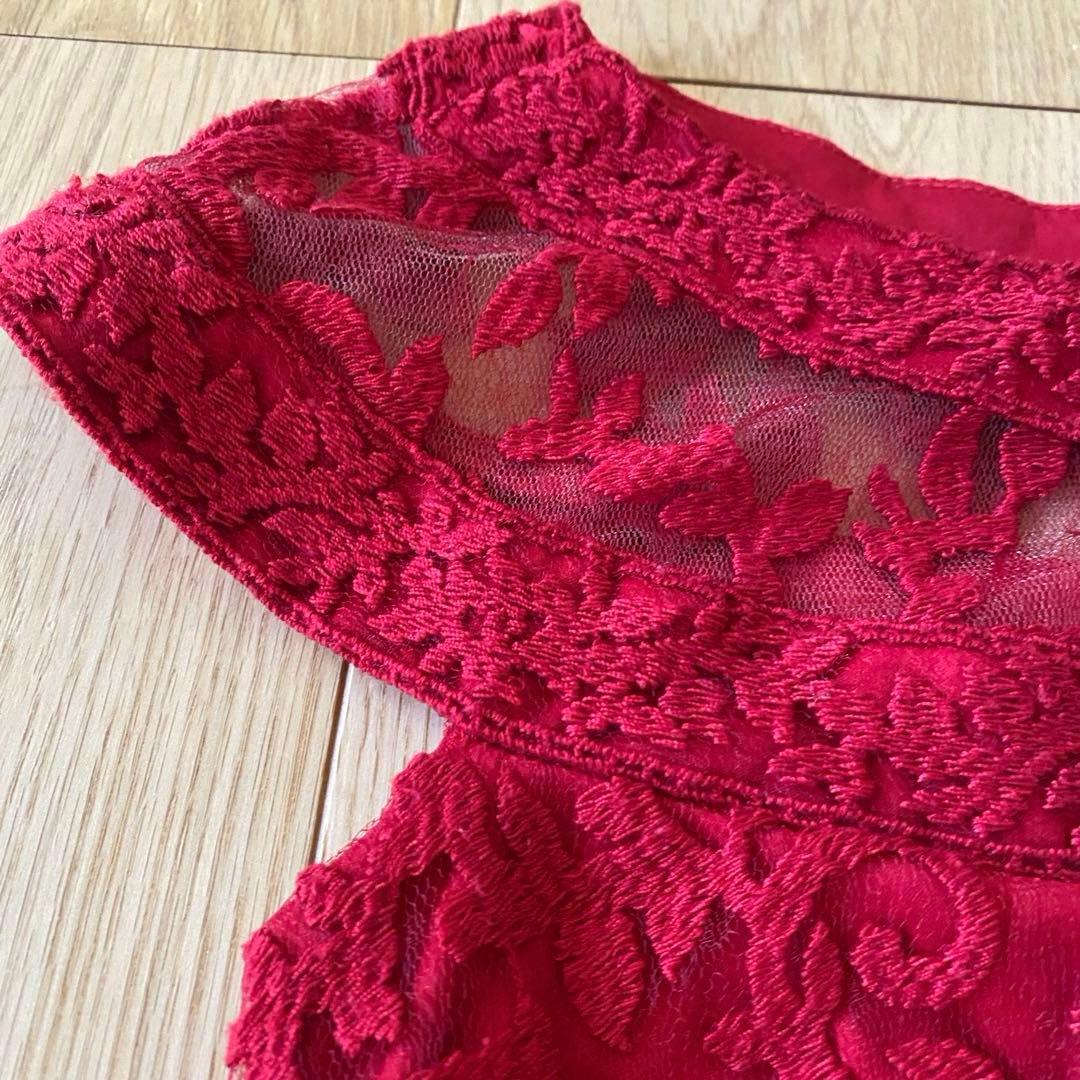 ma缶✨タダシショージ タイトドレス XS ワンピ 膝丈 赤 ノースリーブ