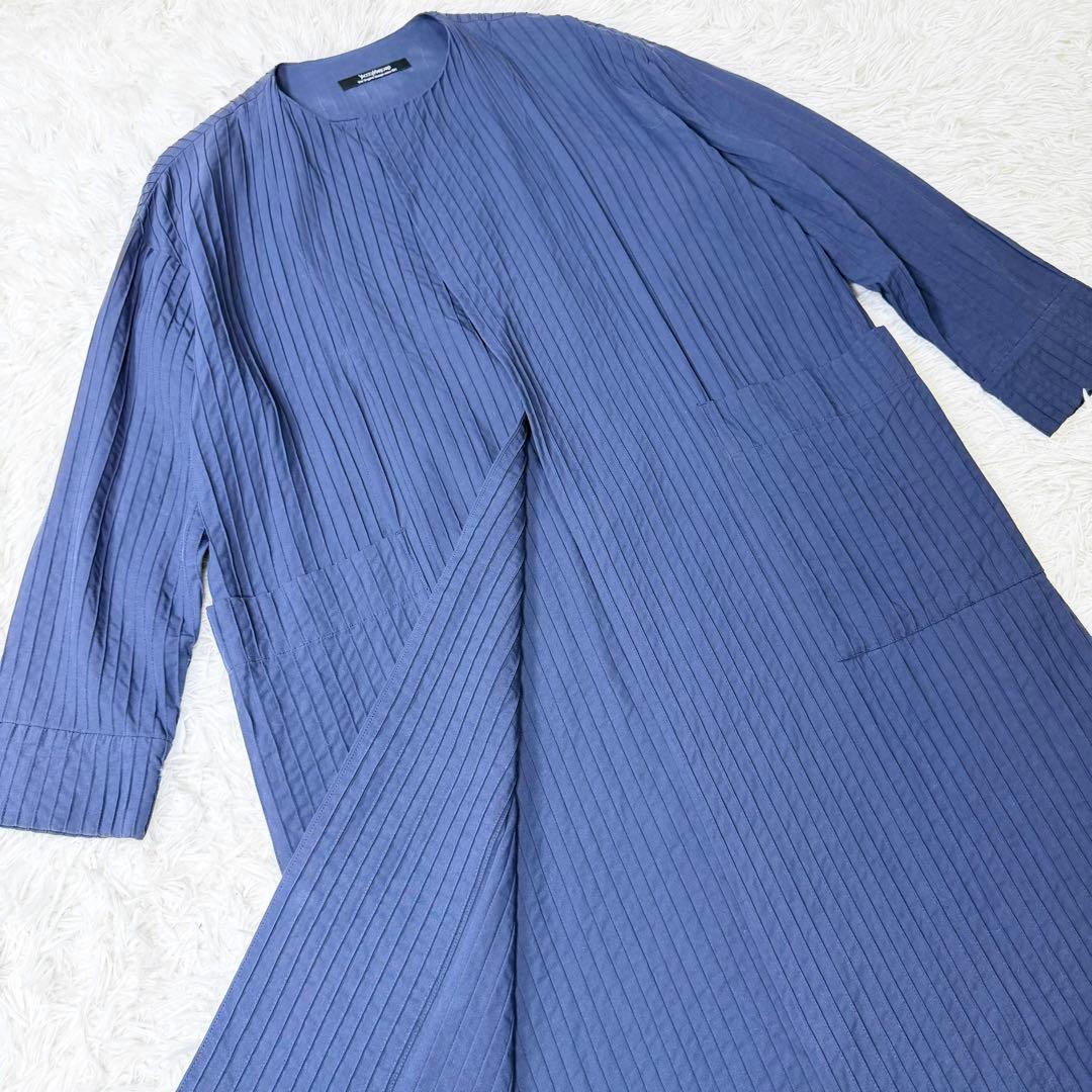 ヤッコマリカルド ピンタック ロングコート テンセル麻 ネイビー N
