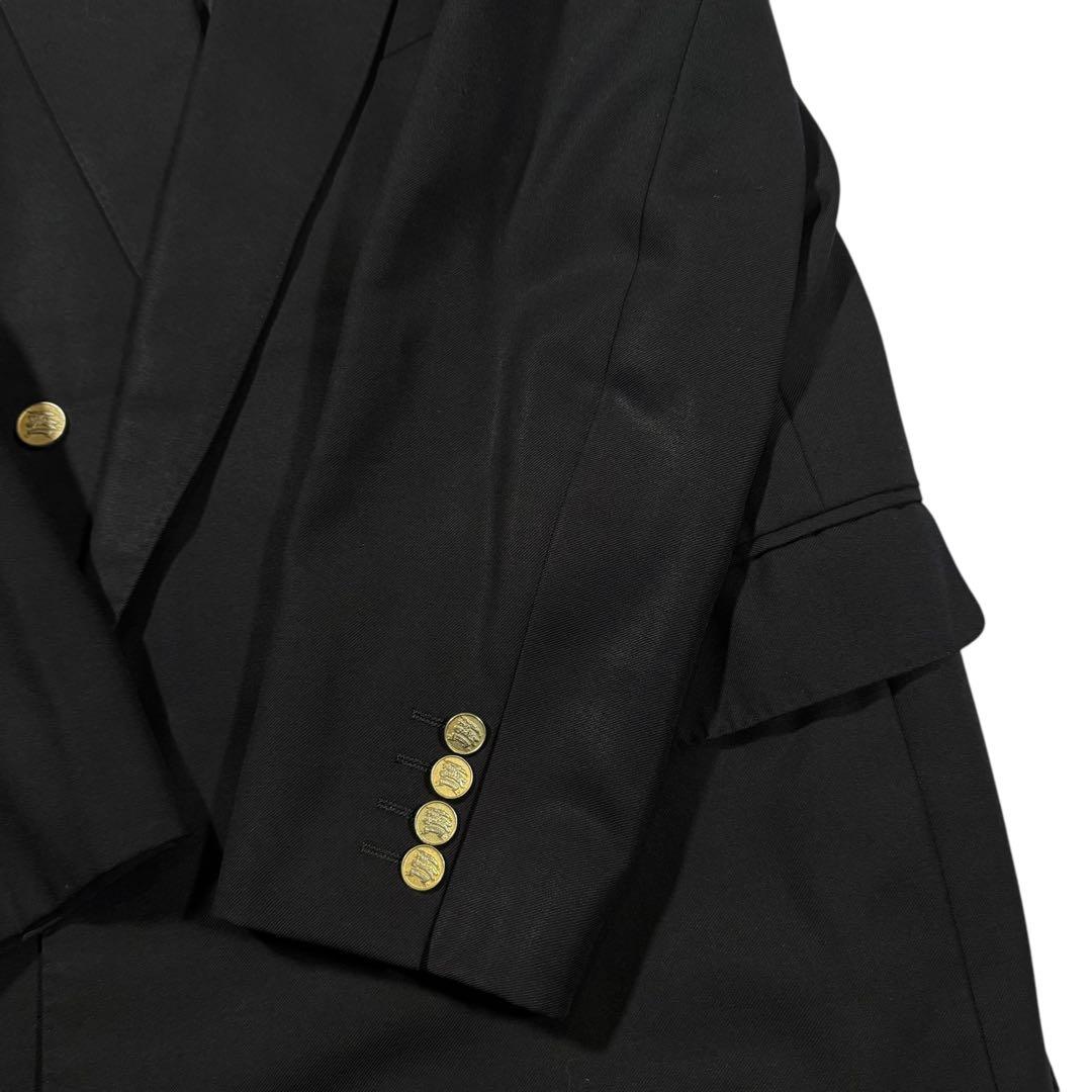 【XL】 Burberry バーバリー 紺ブレ タスマニアウール ダブル 金釦