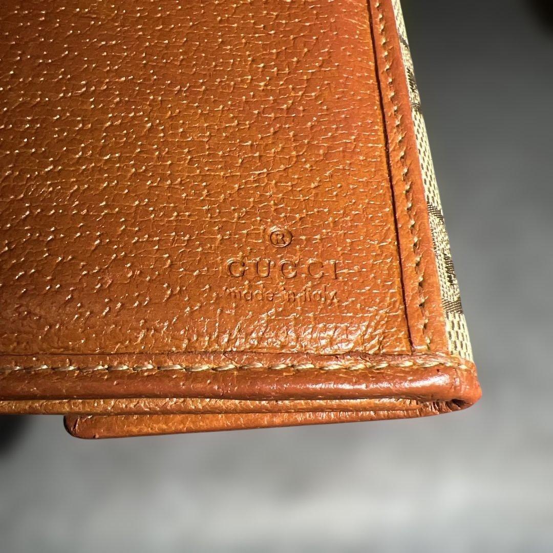 GUCCIグッチ 長財布 キャンバス フラップ プレート 二つ折り GG柄