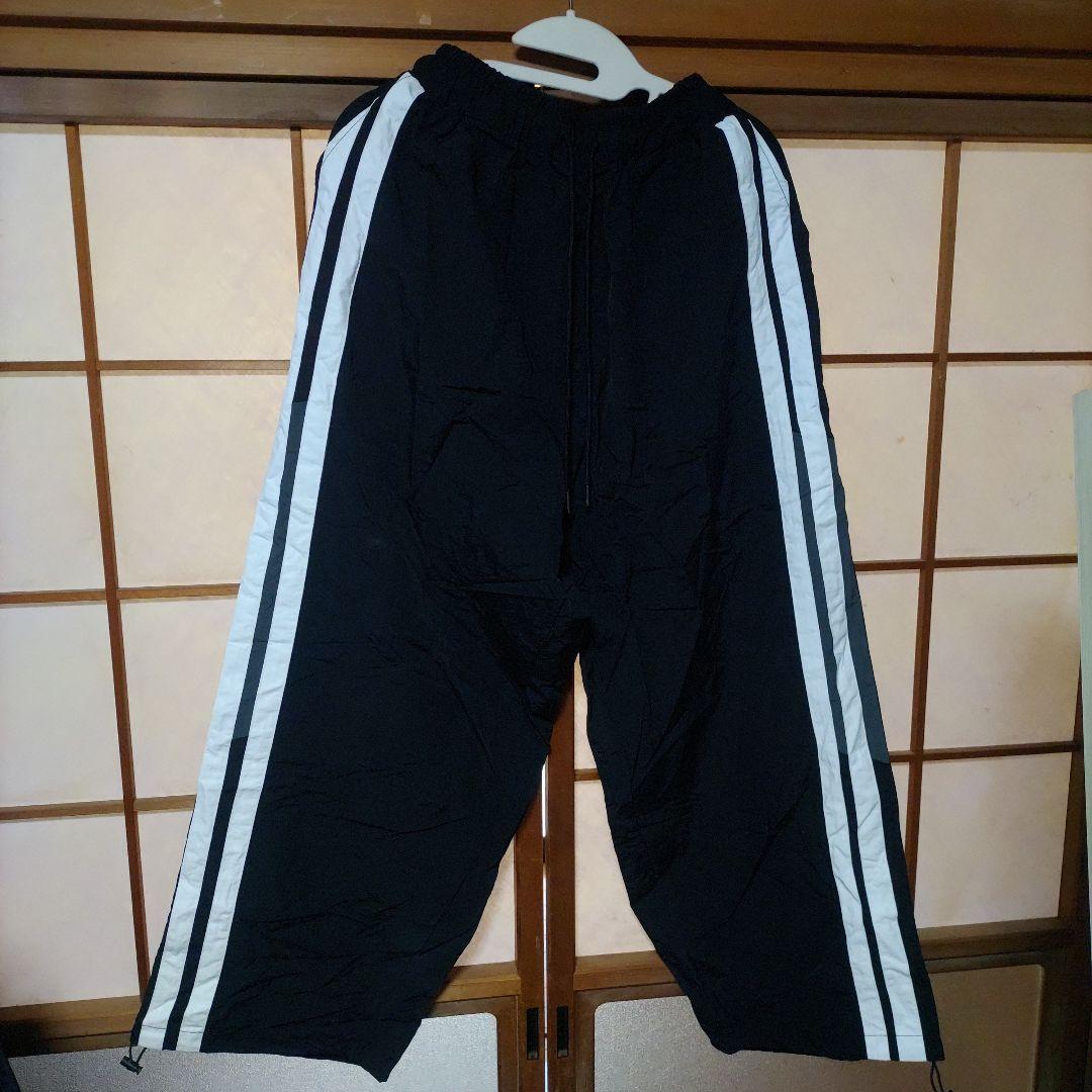 minsobi　サイドラインシャカパンツ 裾ドロスト ワイドパンツ