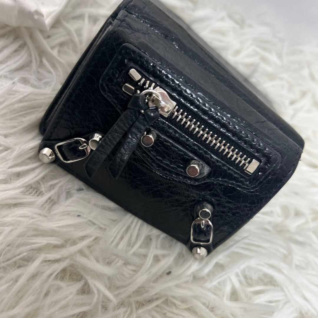 美品✨バレンシアガ　三つ折り財布　ミニウォレット クラシック ブラック レザー