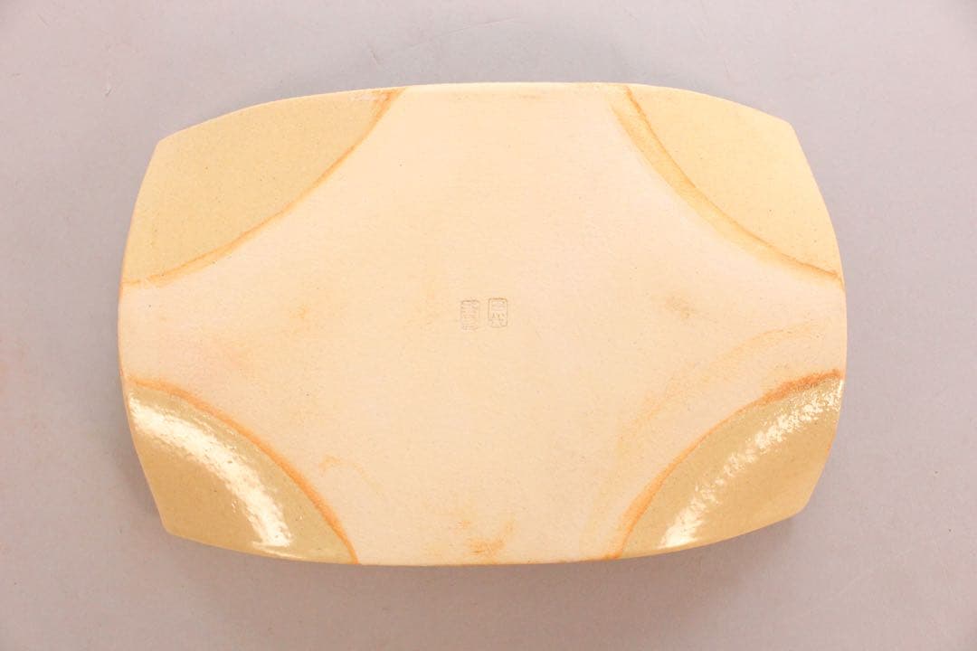 No4813 双馬駒焼　十五代 田代清治右衛門(法橋)造　馬文長方角皿　送料無料