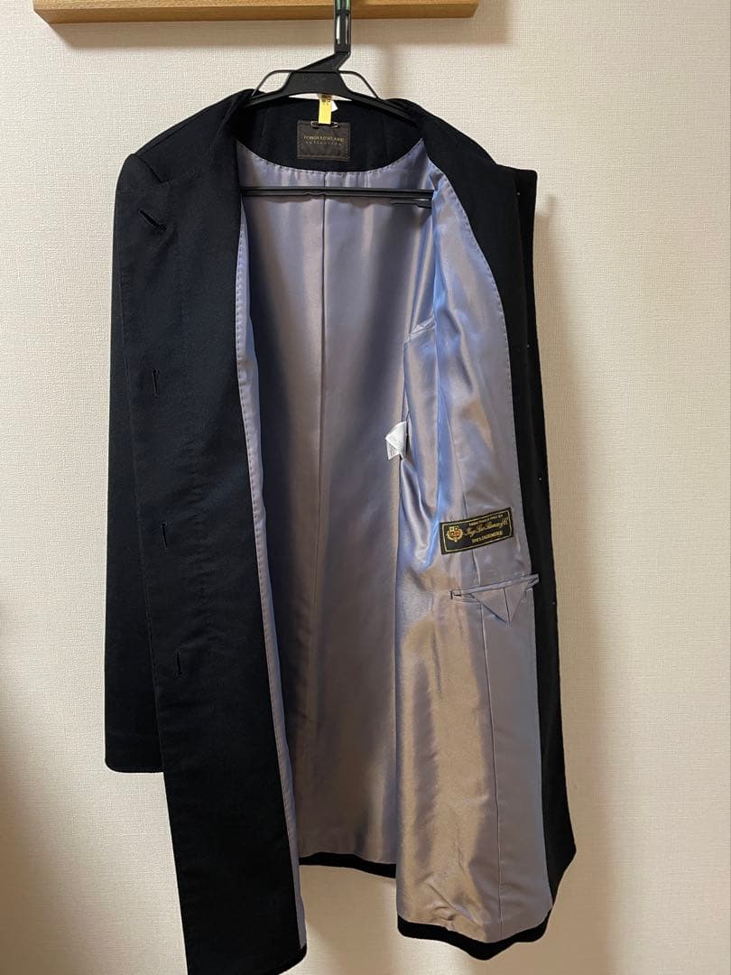 トゥモローランドコレクション ノーカラーコート カシミヤ100　黒　40サイズ