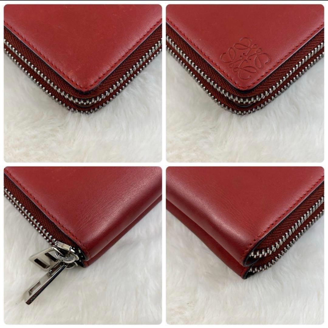 ロエベ LOEWE 折り財布 ラウンドジップ アナグラム ダブル レッド