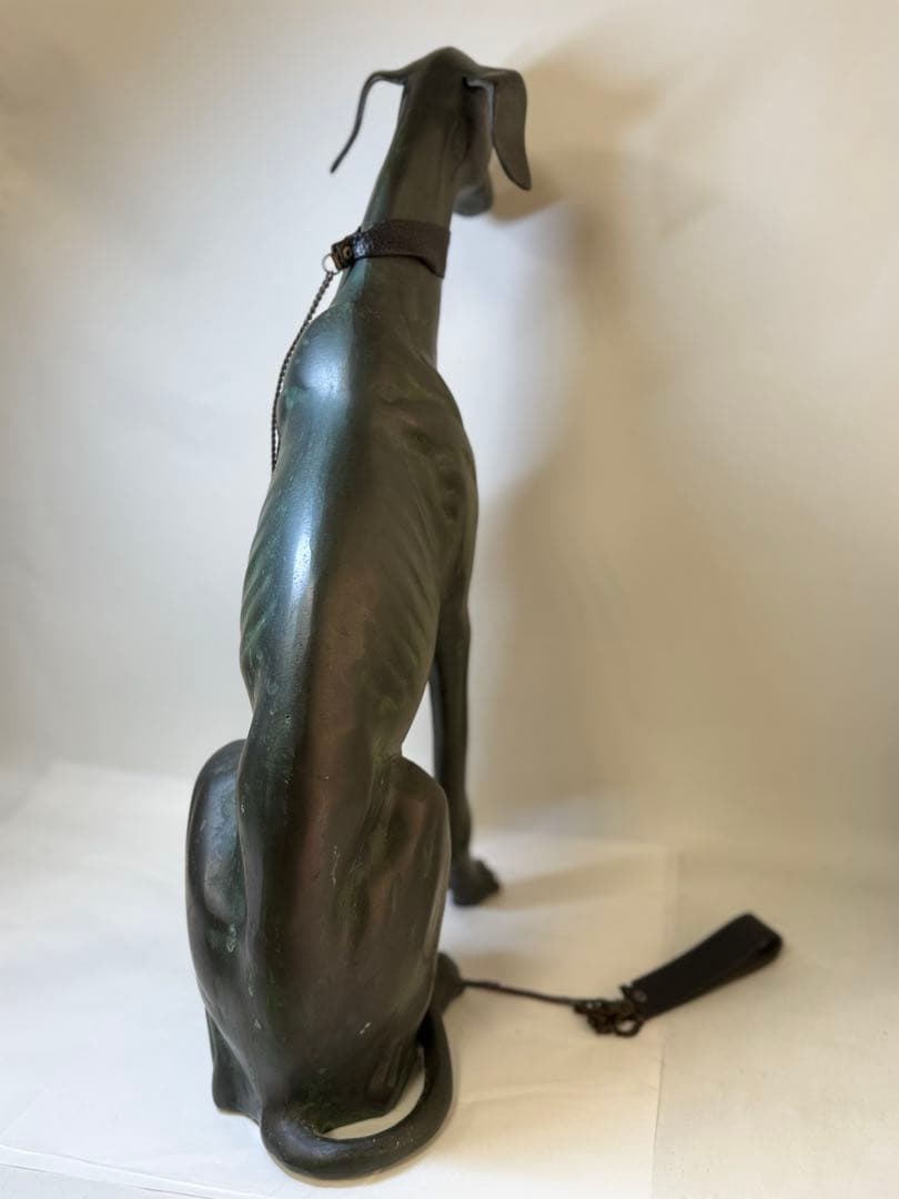 W ブロンズ グレーハウンド 銅製像 犬の置物 高さ58㎝ 重量6.7kg