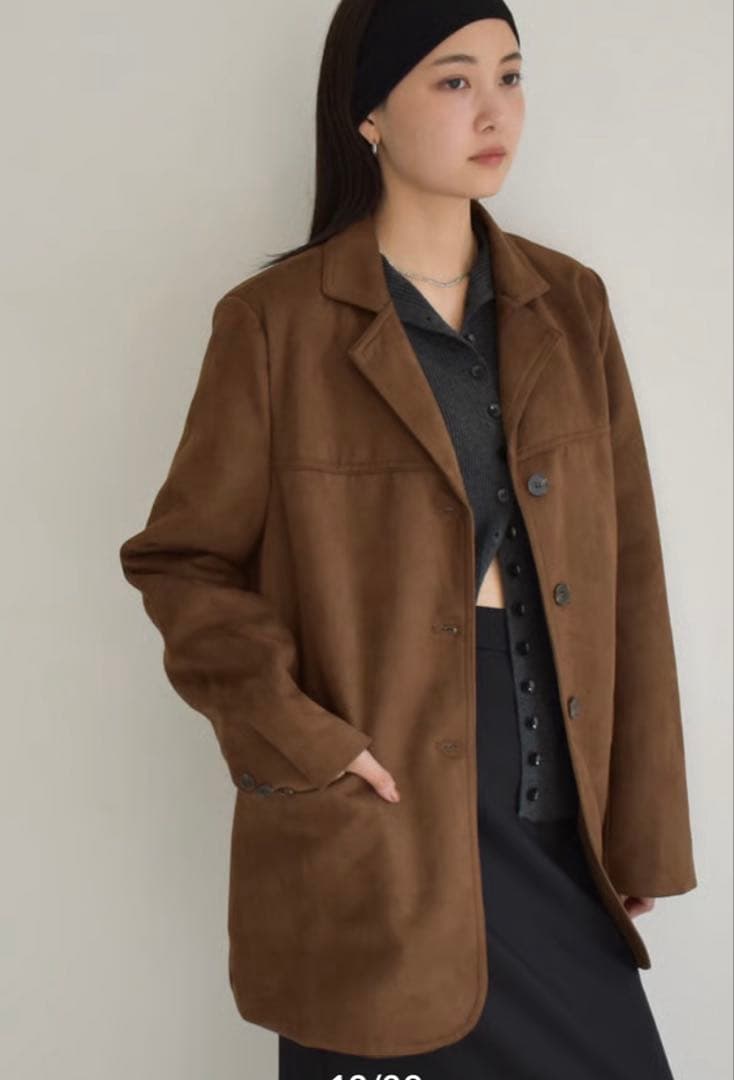 fake suede taylored jacket ブラウン　cizatto
