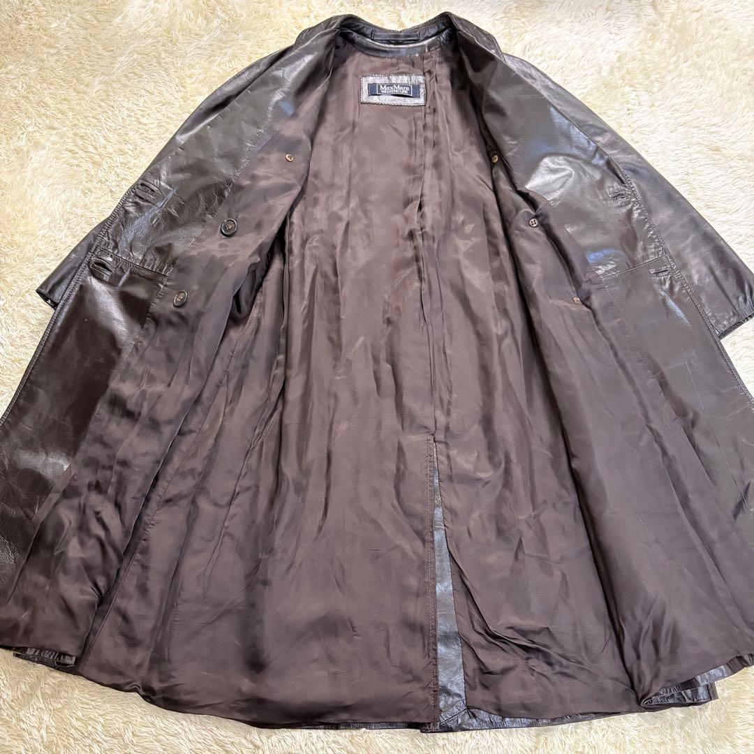 マックスマーラ　Max Mara レザー　トレンチコート　革　ダークブラウン