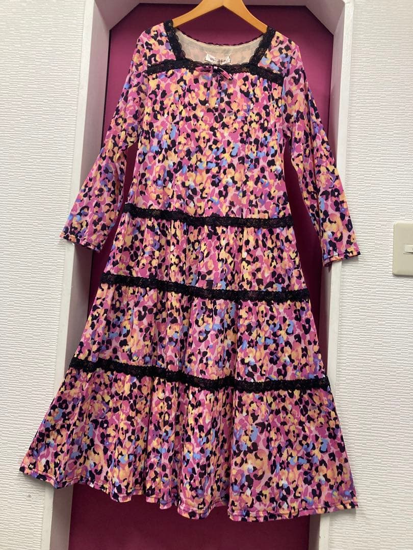 44サイズ♡ ティアードレース切り替えパワーネットワンピース