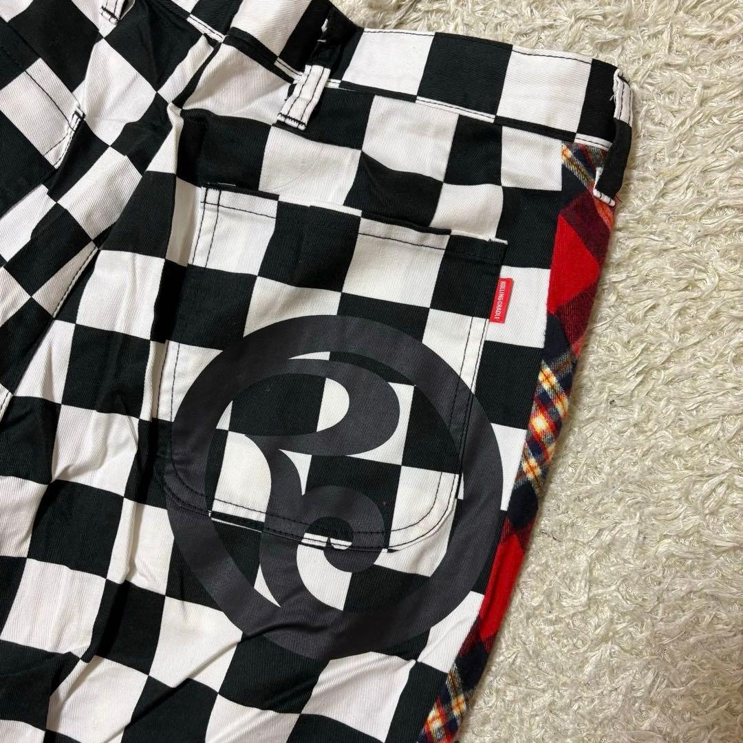 美品　ROLLING CRADLE チェッカーフラッグ　フレアパンツ　XL