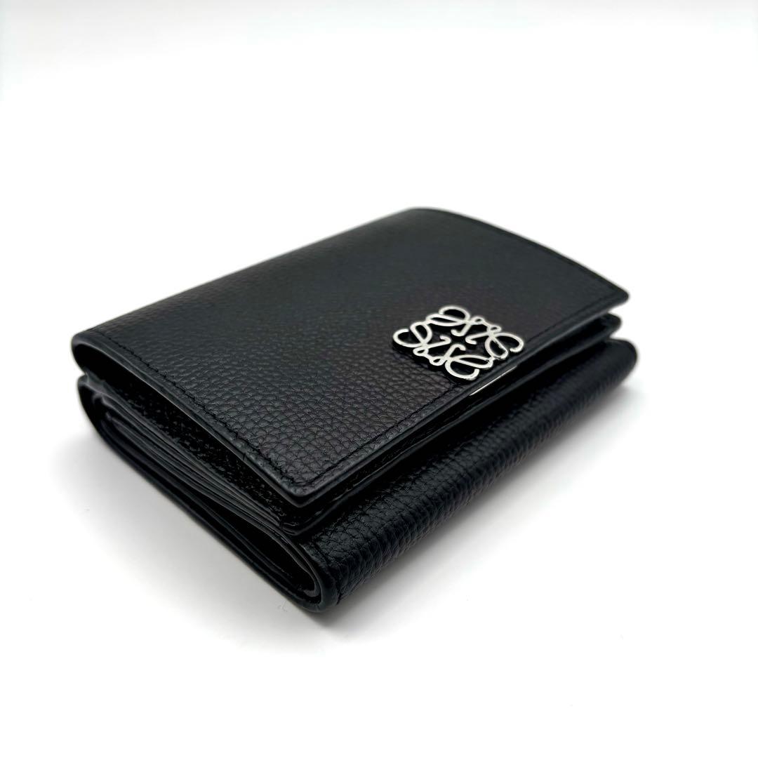 くるみ様 LOEWE ブラックレザー三つ折り財布