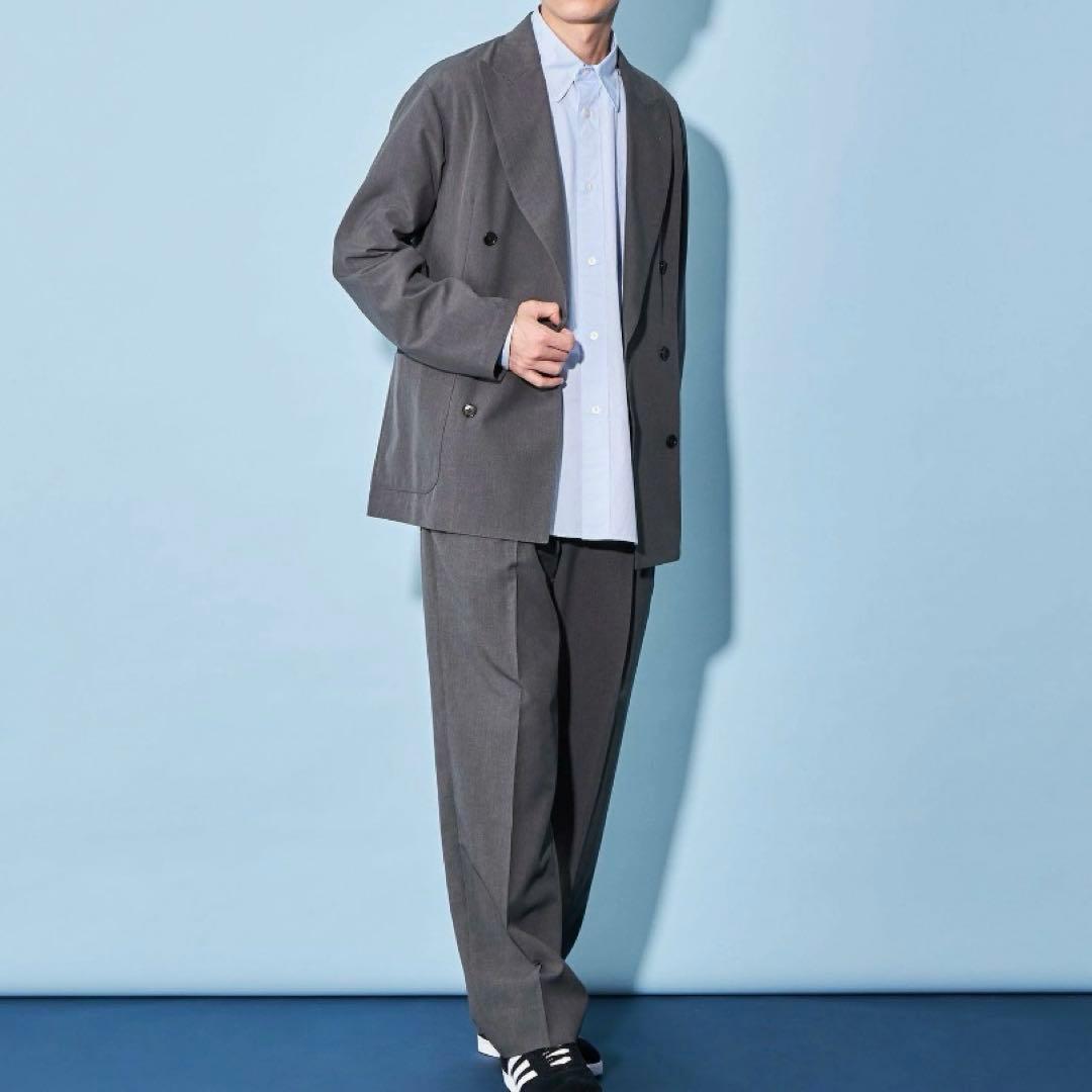 【美品】CITEN セットアップ 軽量 ジャケット ワイドパンツ M 春 グレー