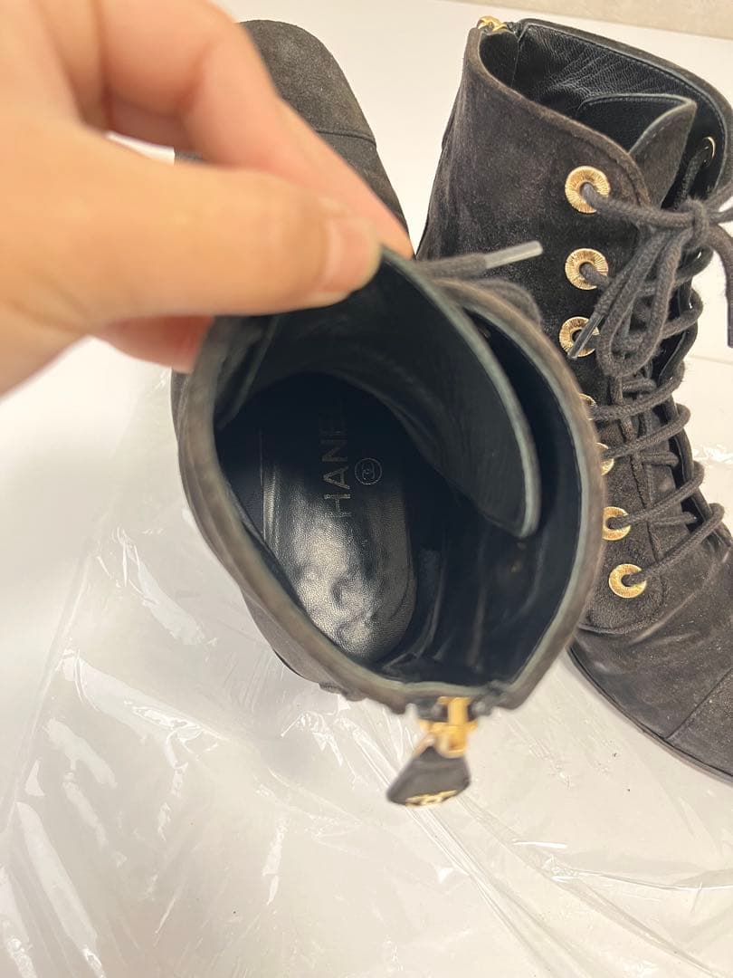り*あ様 CHANEL スエード ショートブーツ 36 ½