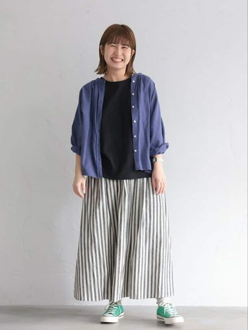 soulberry 無地より、きやすいストライプのスカート麻綿リネンコットン新品