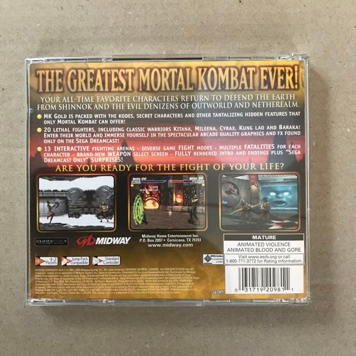 MORTAL KOMBAT GOLD 北米版Dreamcast