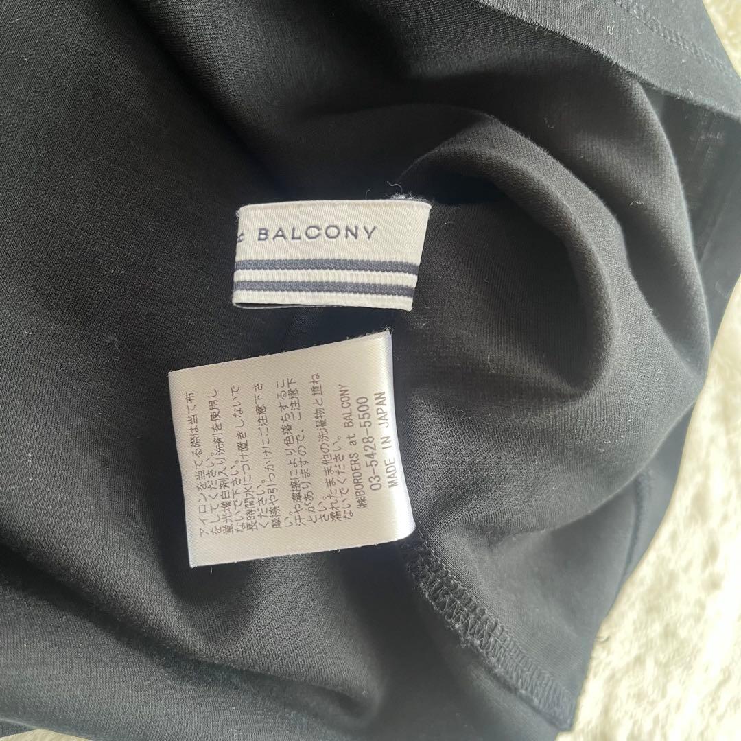極美品✨ボーダーズアットバルコニー パフスリーブTシャツ　ロゴ 刺繍 黒　M