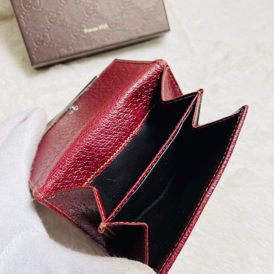 未使用級 正規品　GUCCIグッチ 2つ折り財布 レザーxキャンバス　大人気