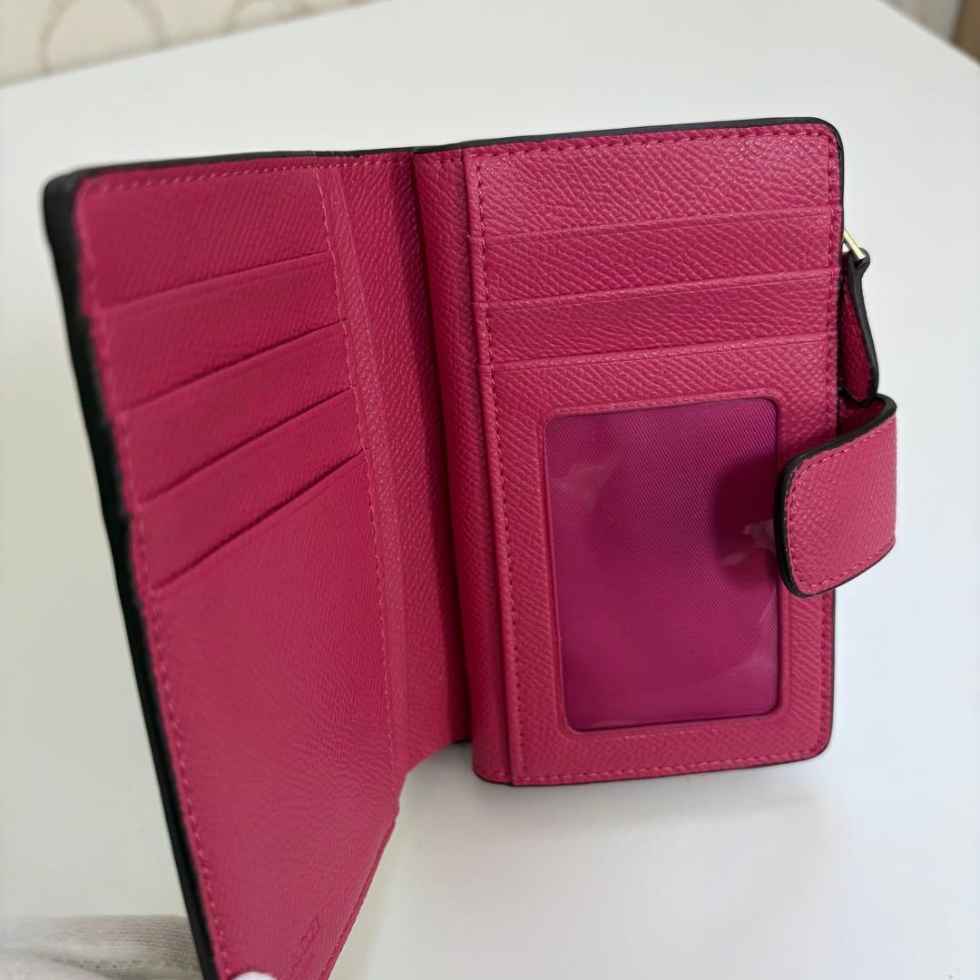 【美品】COACH コーチ　シグネチャー　ピンク　折財布