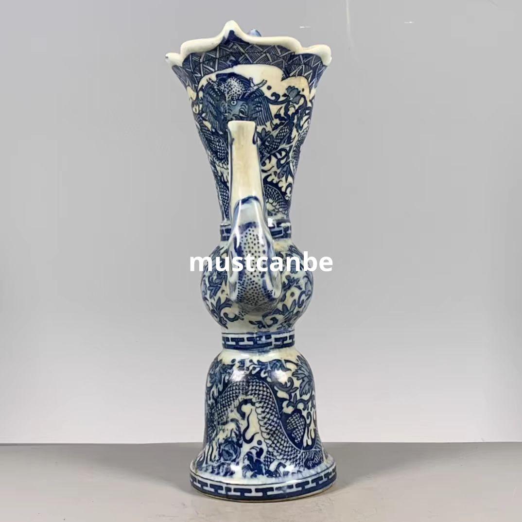 青花龍文多穆壺 景徳鎮 陶磁器 装飾品 現代工芸品 美術品 置物