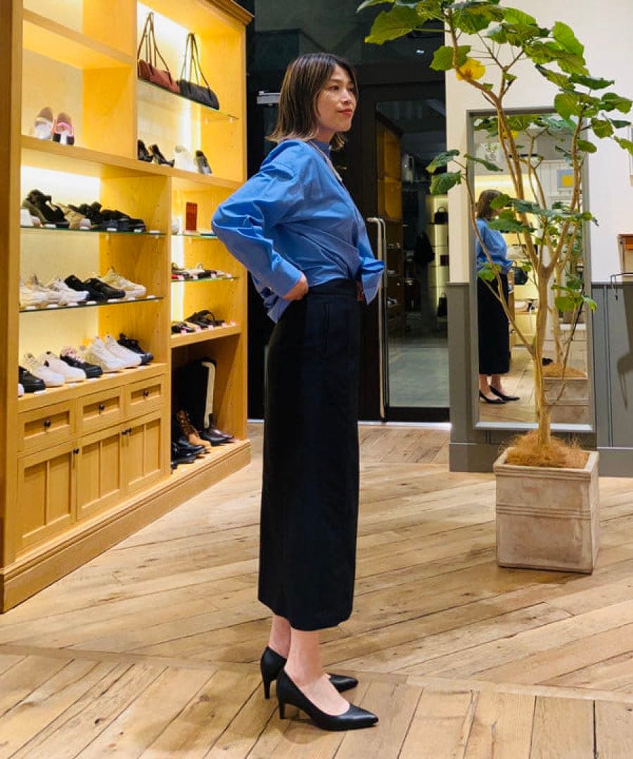 25ss デミルクスビームス 名品 ダブルクロスタイトスカート 黒 スリット