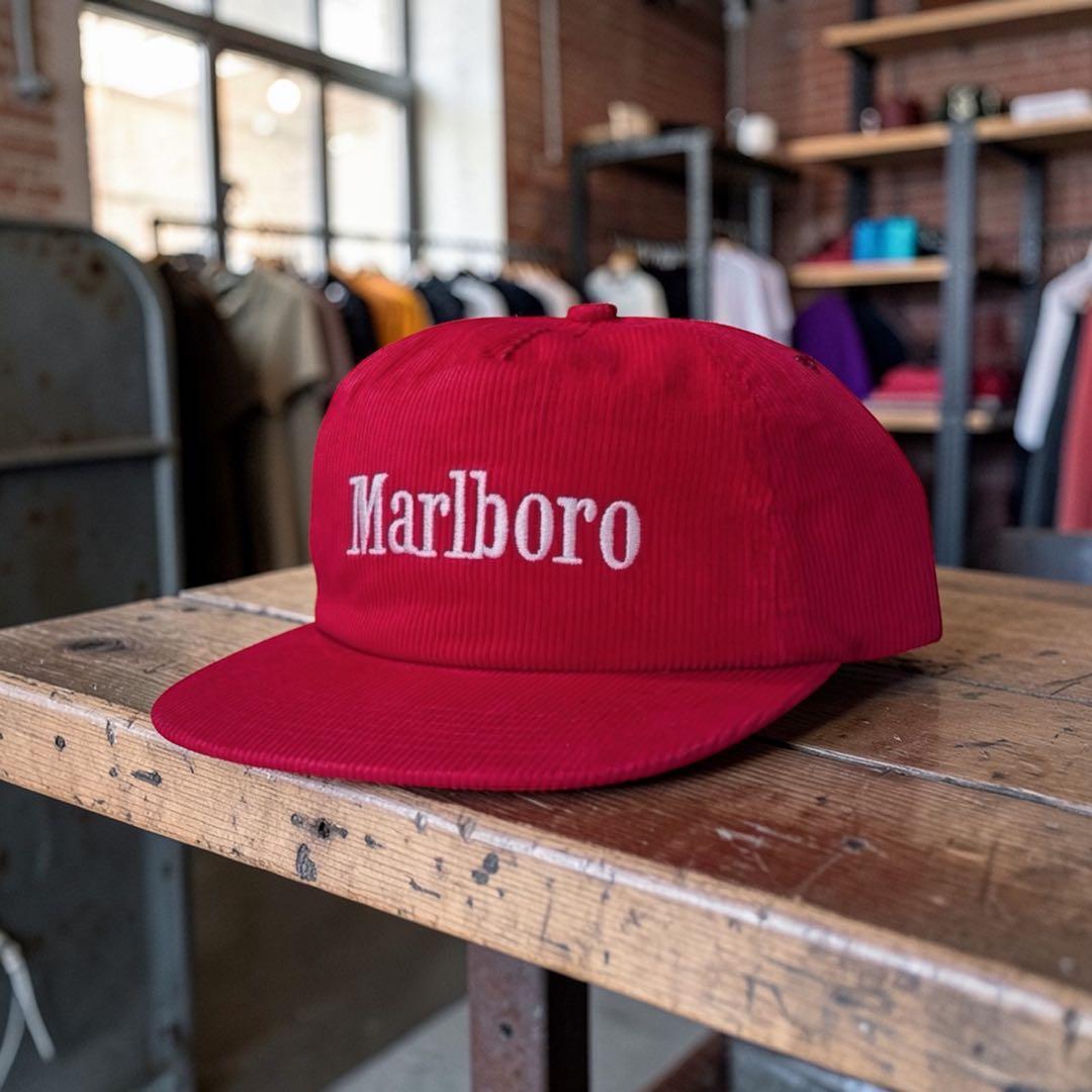 マルボロ Marlboro コーデュロイキャップCAP ハトメ仕様 刺繍ロゴ