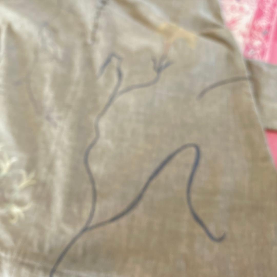 刺繍入りグレー長袖ワンピース