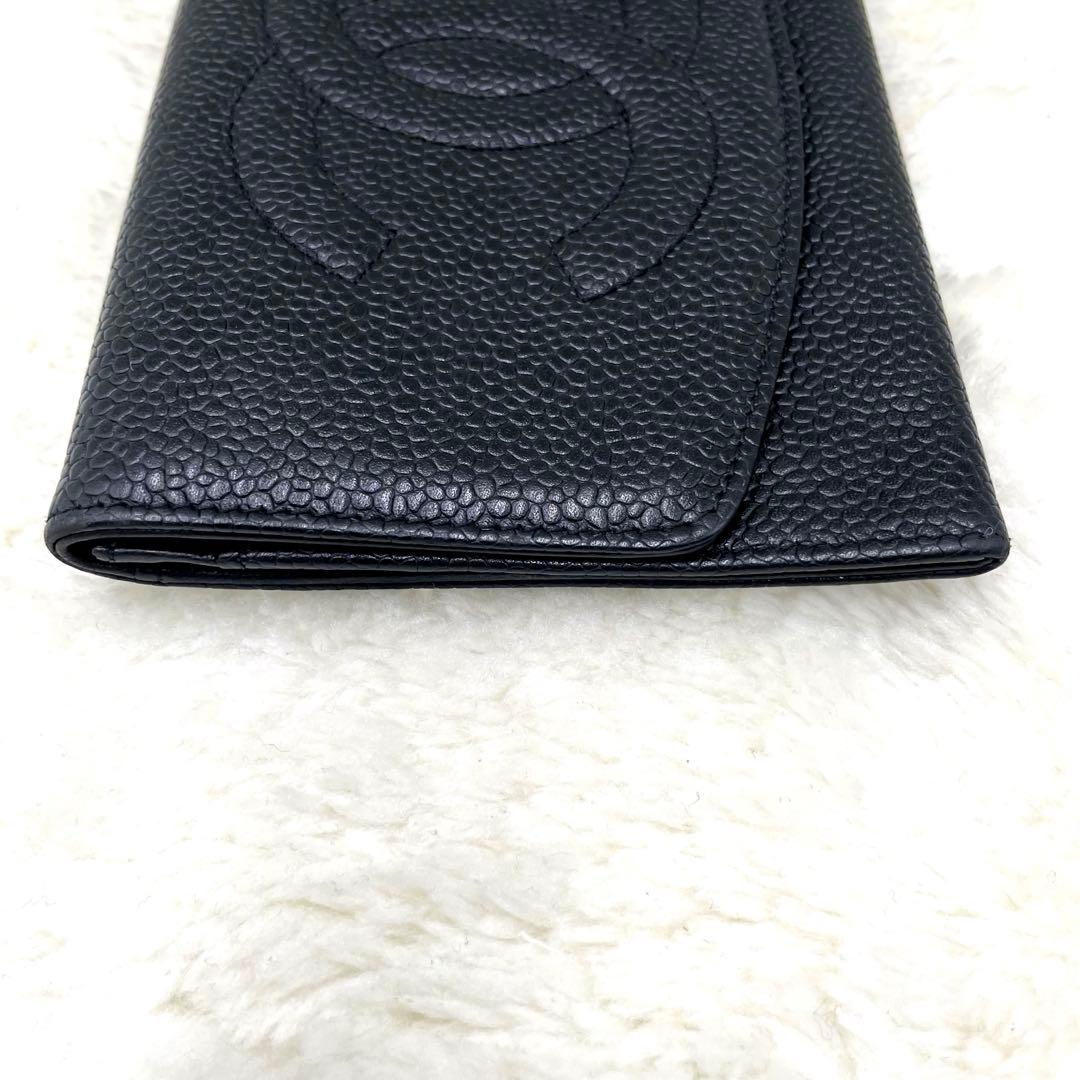 シャネル CHANEL 2つ折り 財布 デカココマーク キャビアスキン フラップ