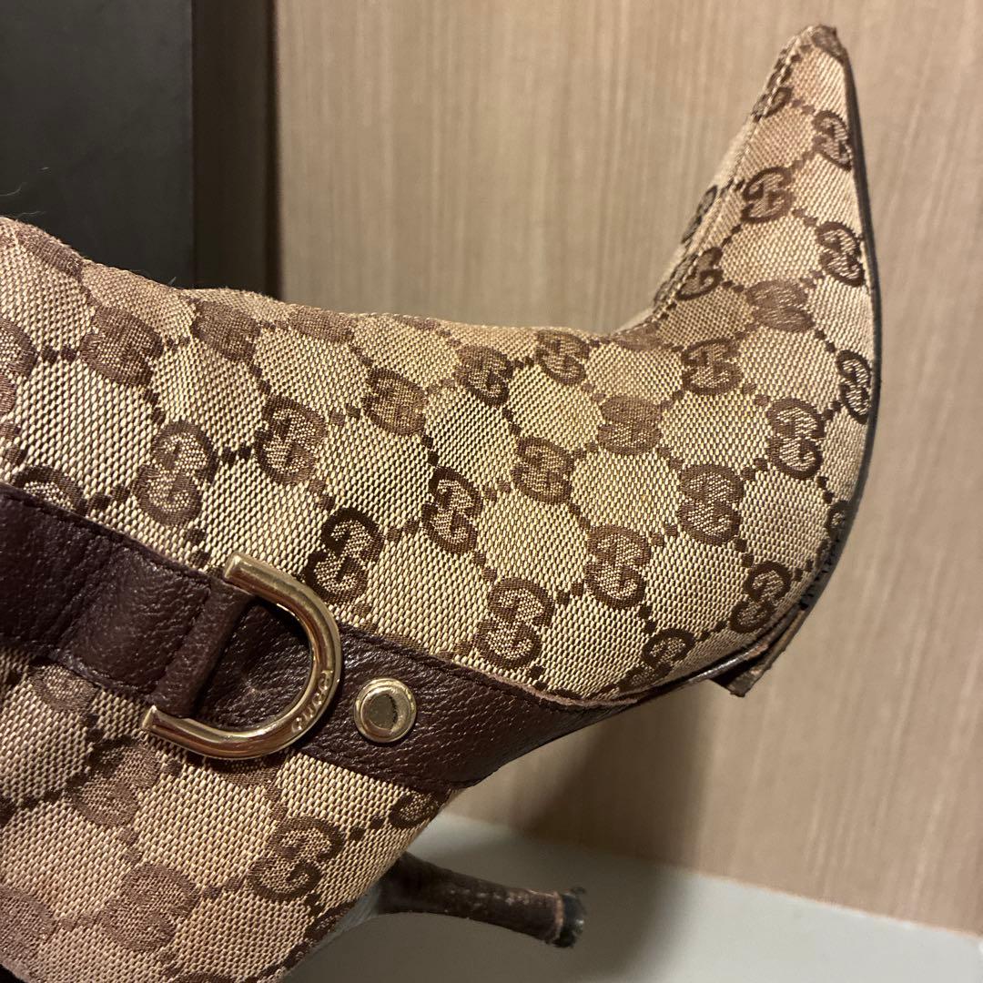 GUCCI GGパターン ロングブーツ ベージュ/ブラウン