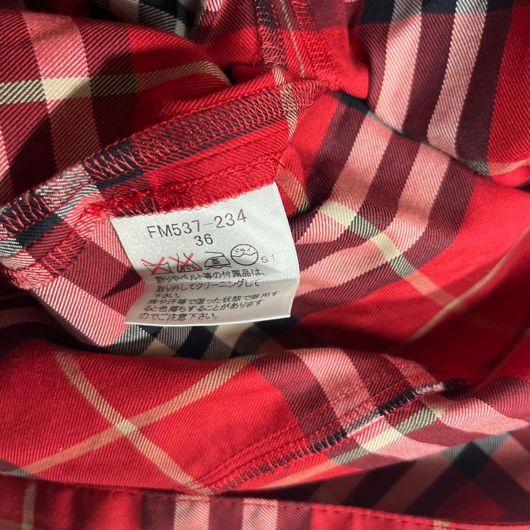 Burberry Blue Label レッド　ノバチェックワンピース 36