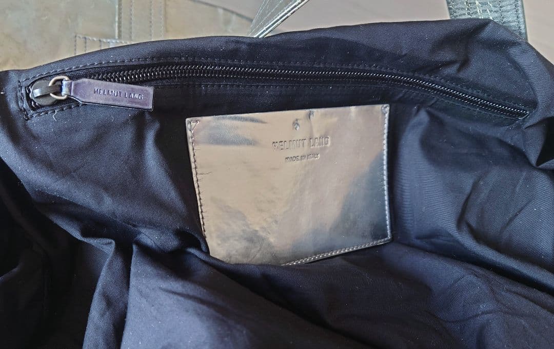 HELMUT LANG 2004 シルバー メタリック レザー バッグ 本人期