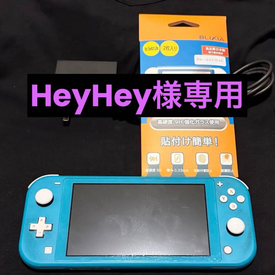 Switch Lite 本体 と 充電器、画面保護フィルム、スティックカバー付き