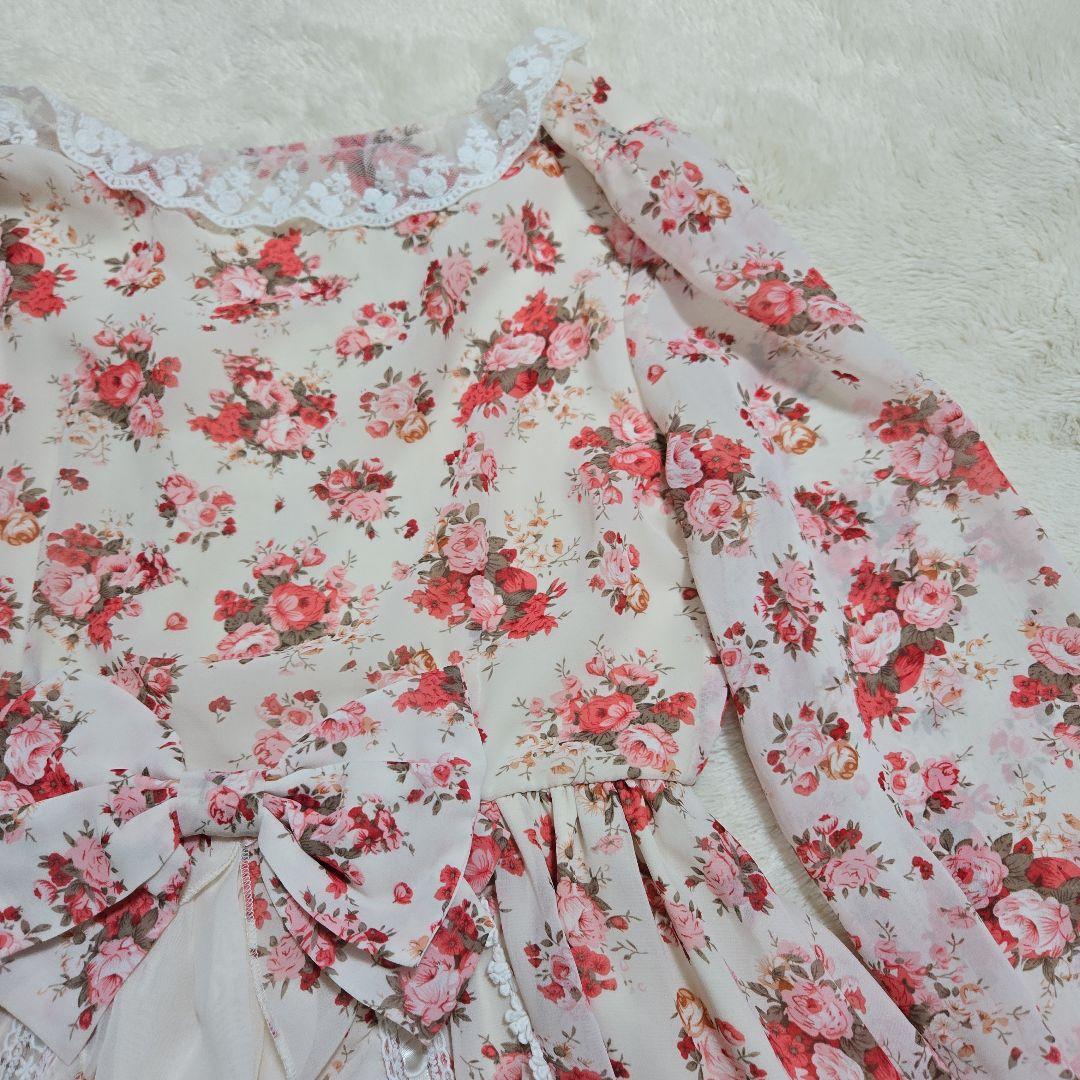美品 Deany 花柄 レース フリル リボン ワンピース ロリータ 姫ギャル