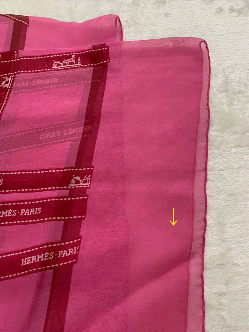 HERMES エルメス☆ ボルデュックリボンピンク⭐︎シルクシフォンストール