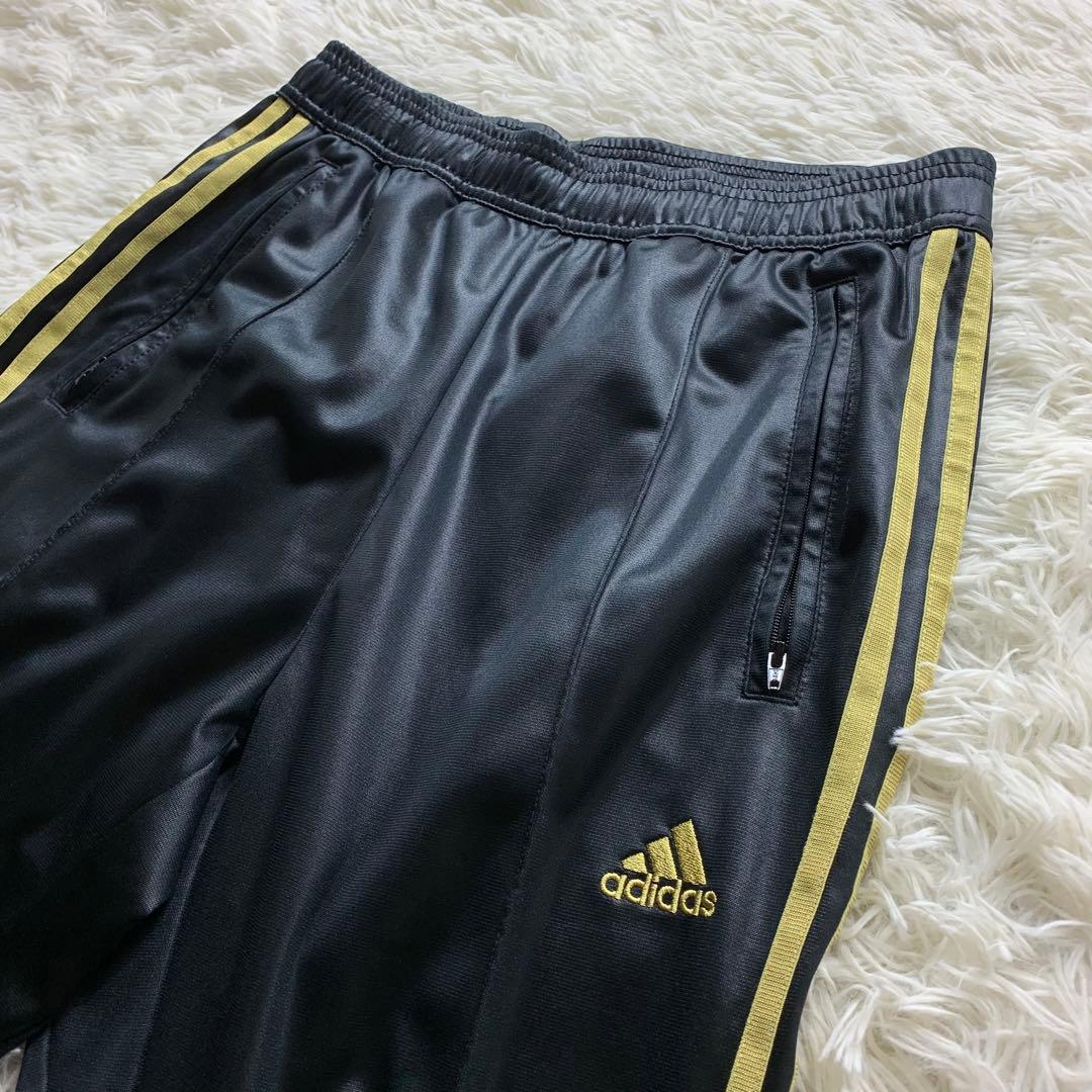 極美品■アディダス adidas ジャージ セットアップ 黒 金 L