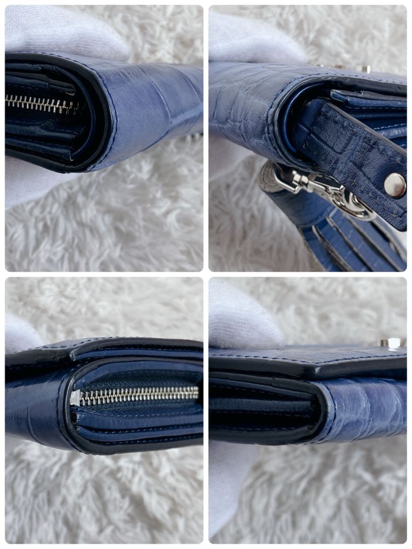 極美品✨Vivienne Westwood 折財布 クロコ型押し　フリンジ　青