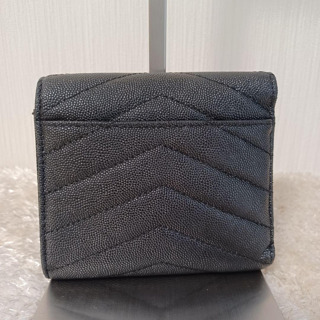 ✨極美品✨　YSL　サンローラン　カサンドラ　三つ折り財布　ブラック　レザー