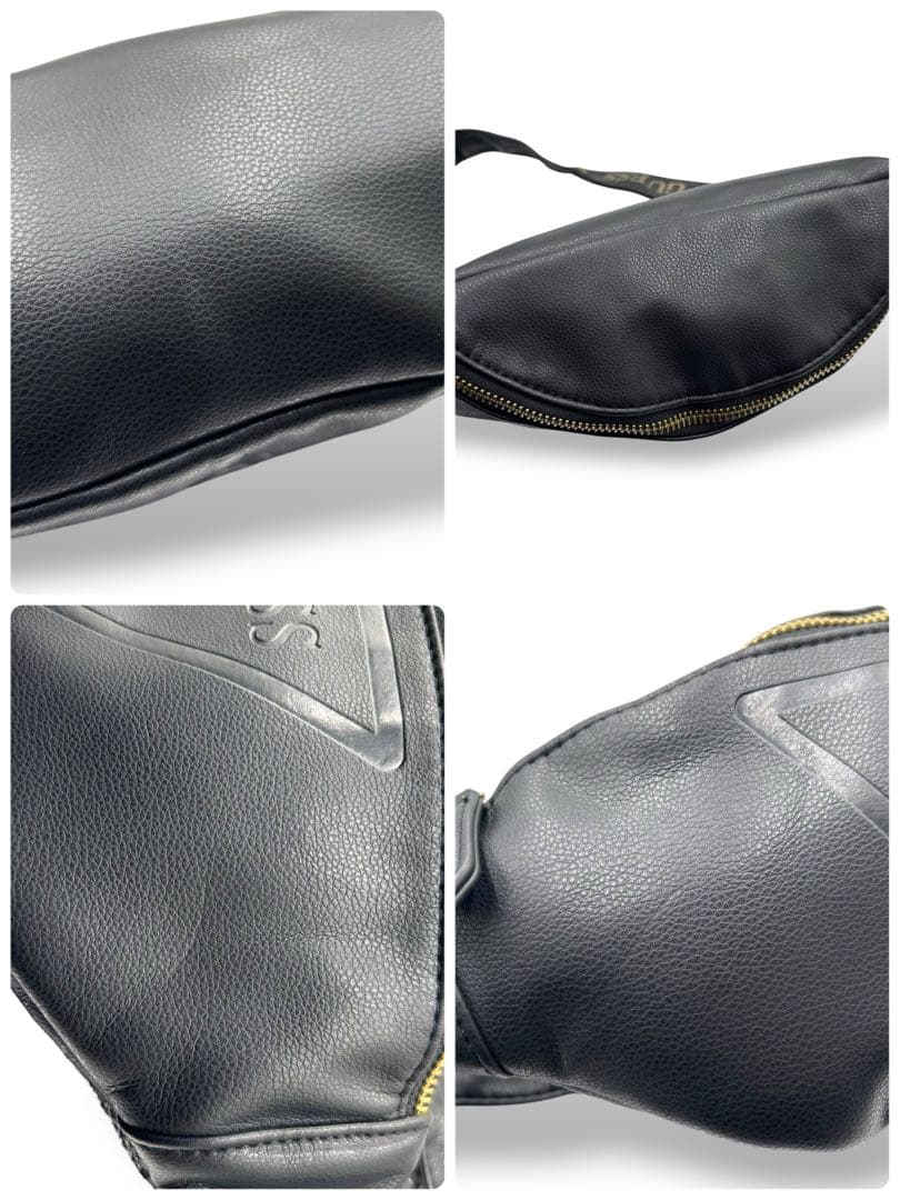 【美品】ゲス　ボディバッグ　ウエストポーチ　ブラック　ビッグロゴ　ロゴベルト