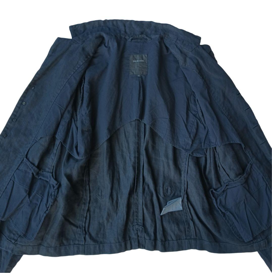 【パドカレ】 23SS 綾リネンジャケット ネイビー 36 日本製 製品染め