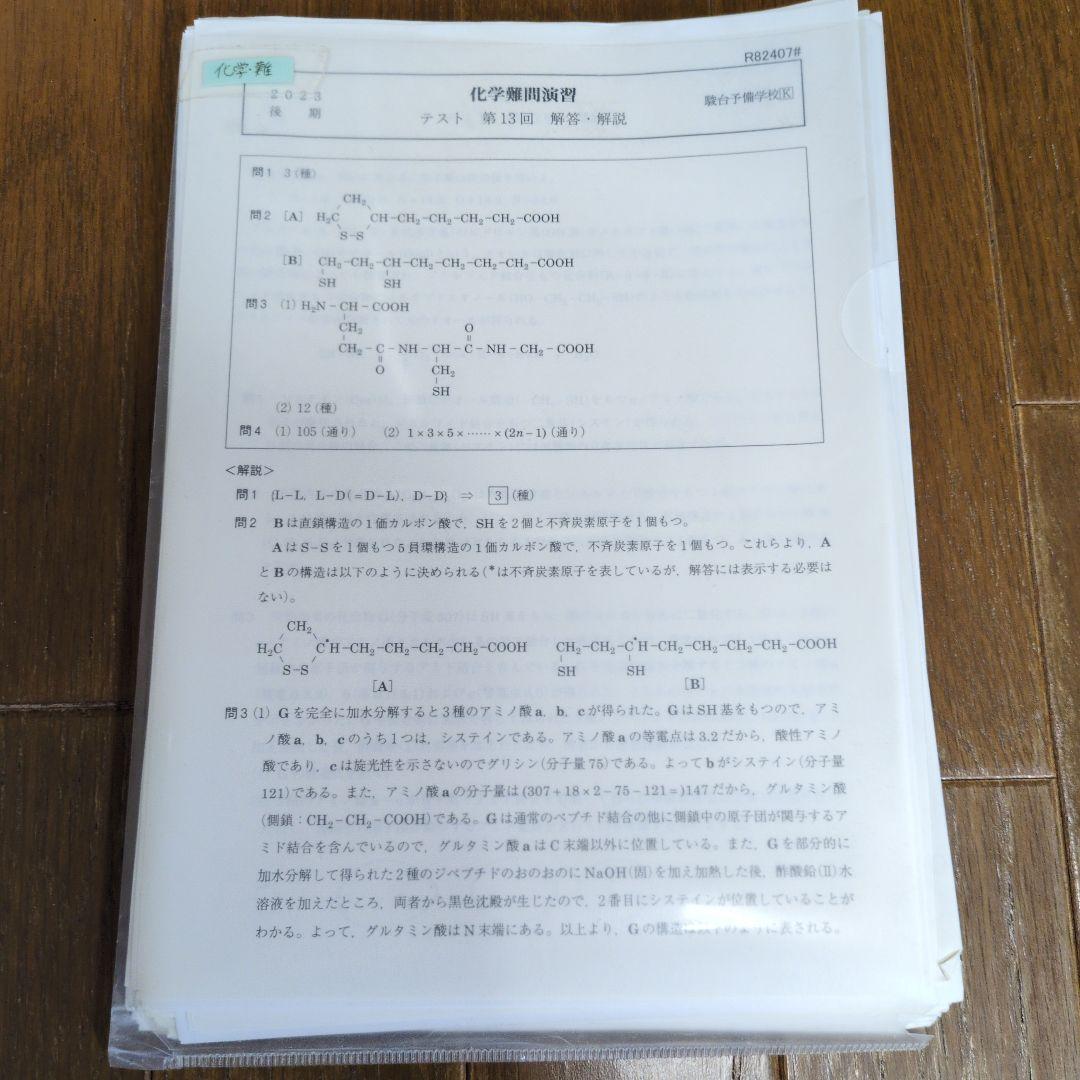 駿台　物理・化学難問演習プリント 2023年版