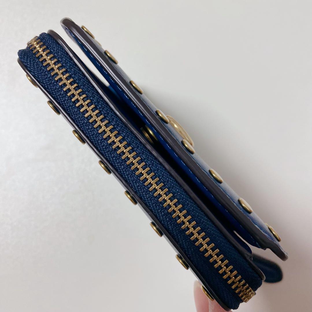 【大人気！】COACHコーチ★ビルフォールドウォレットリベット★青ブルーBLUE