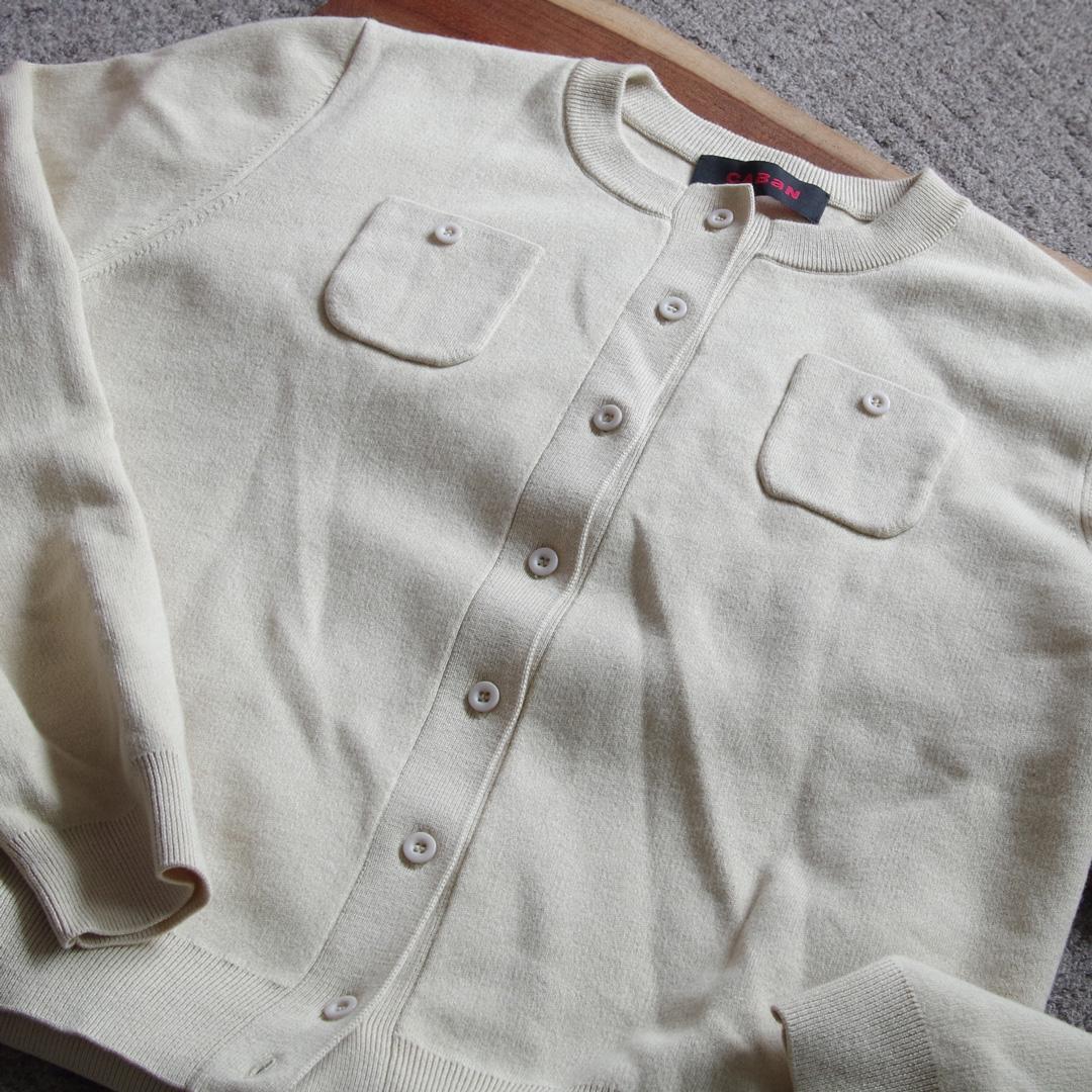 CABaN ライトベージュ コットンカシミヤ カーディガン　S
