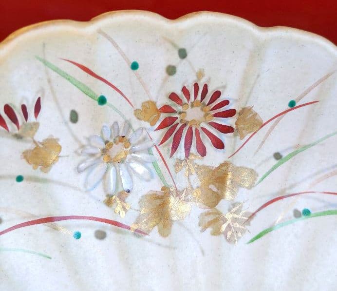 新品　京焼清水焼　雲楽窯　斎藤雲楽　菊割大皿小皿　綴じ目小鉢　11点