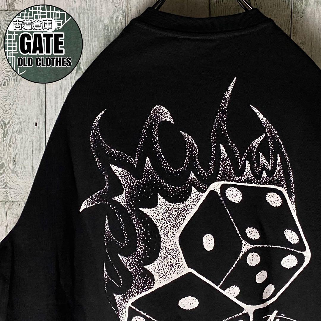 【※未使用品】ステューシー★ファイヤーダイスロゴ tシャツ L 黒 タグ付き