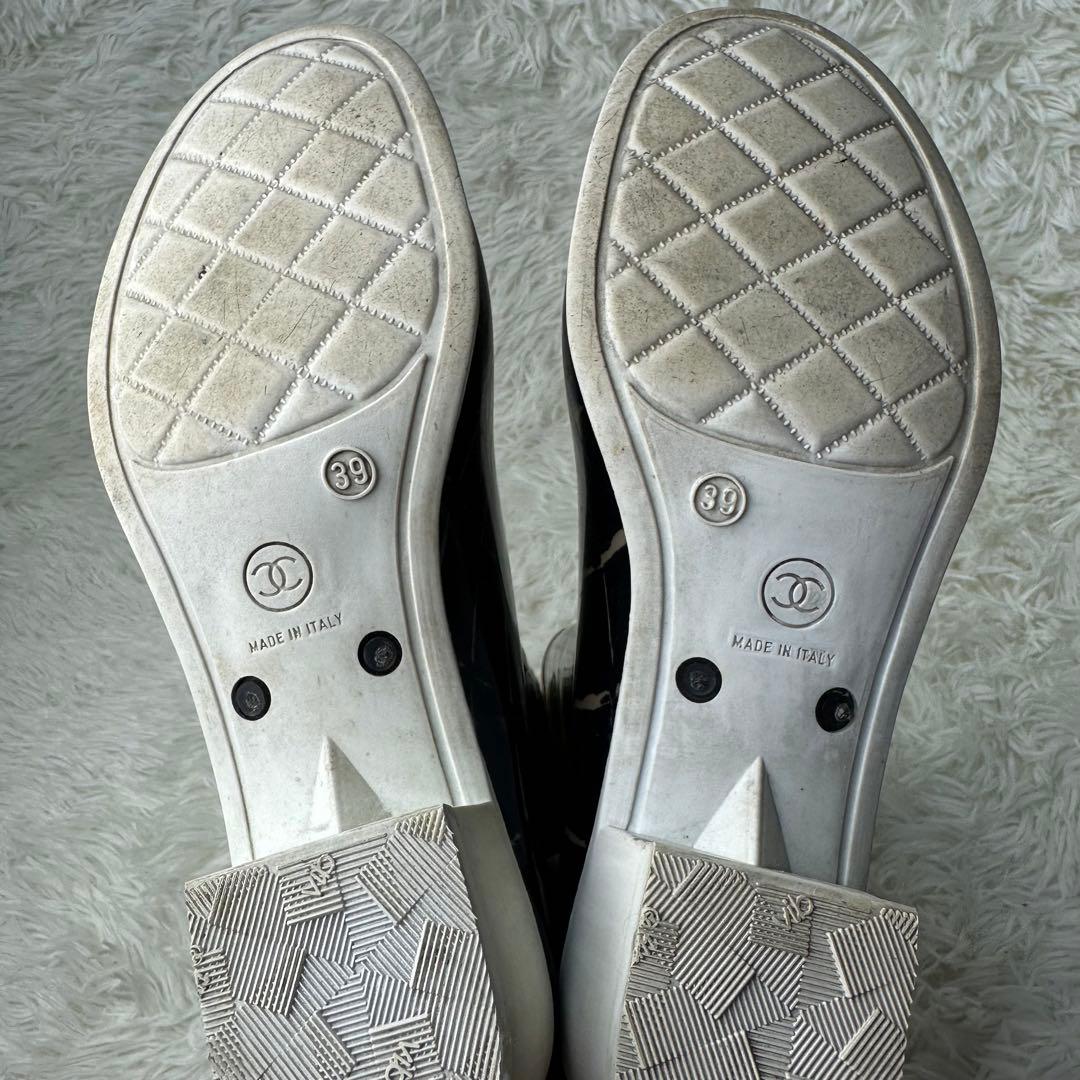 CHANEL ココマーク マトラッセ レインブーツ ラバーブーツ 26cm