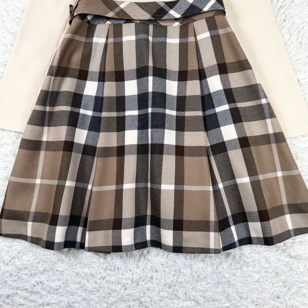 バーバリーブルーレーベル ニットドッキングワンピース ノバチェック Sサイズ