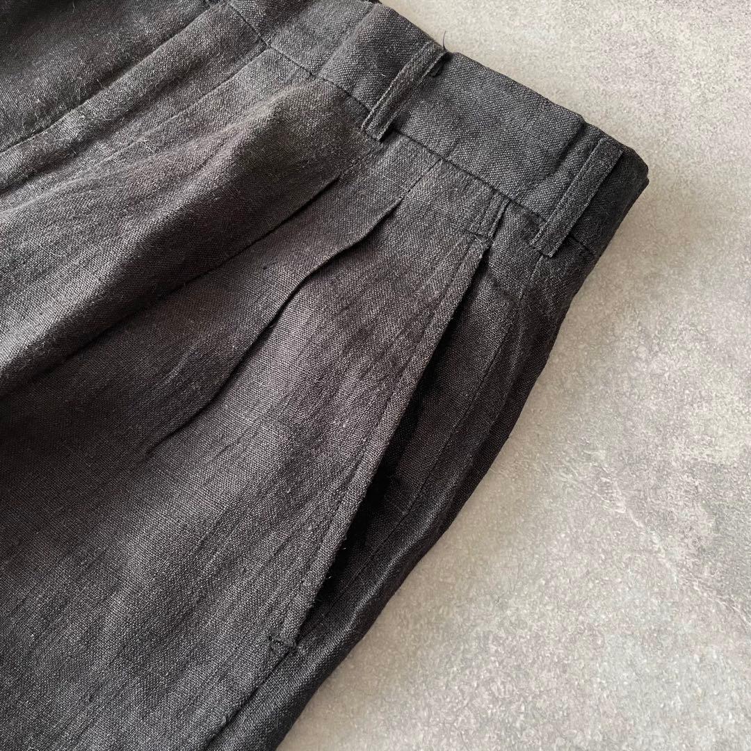 80s COMME des GARCONS リネン 2タック ワイドスラックス