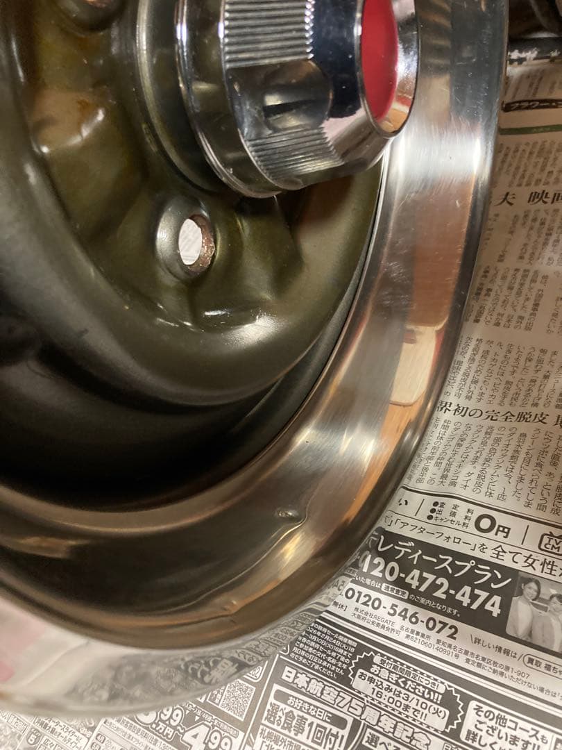 【旧車】14インチ 6J 114.3 鉄チンホイール リング キャップ付き深リム
